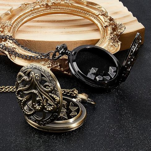 SUPERFINDINGS 1 قطعة صغيرة DND مجموعة النرد جونميتال الأخطبوط الميكانيكية جيب المنجد قلادة قلادة مع 7 قطع النرد لعب الأدوار لعبة مجلس الملحقات لهدايا عيد الميلاد عيد الميلاد التخرج in Kuwait