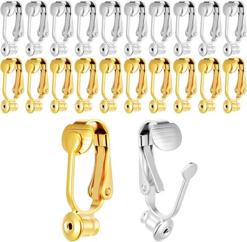 Clip-on Earring Converter, 20 PCS Non-Pierced Earrings Clips Kit Earring Pads Earrings Convert Pierced to Clip-on for None Pierced Ears Jewellery Making (Silver Gold) in Saudi Arabia