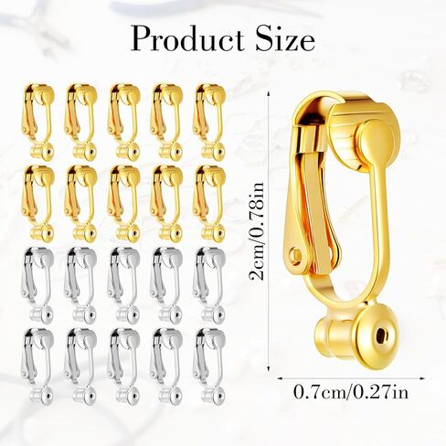 Clip-on Earring Converter, 20 PCS Non-Pierced Earrings Clips Kit Earring Pads Earrings Convert Pierced to Clip-on for None Pierced Ears Jewellery Making (Silver Gold) in Saudi Arabia