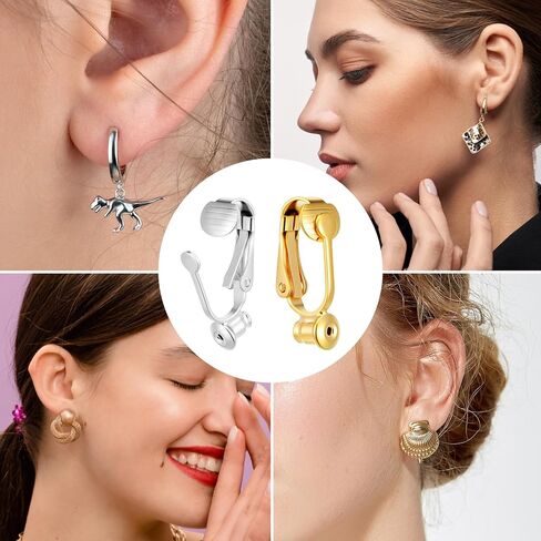 Clip-on Earring Converter, 20 PCS Non-Pierced Earrings Clips Kit Earring Pads Earrings Convert Pierced to Clip-on for None Pierced Ears Jewellery Making (Silver Gold) in Saudi Arabia