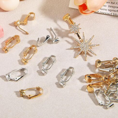 Clip-on Earring Converter, 20 PCS Non-Pierced Earrings Clips Kit Earring Pads Earrings Convert Pierced to Clip-on for None Pierced Ears Jewellery Making (Silver Gold) in Saudi Arabia