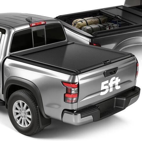 غطاء تونيو لسرير الشاحنة الصلبة القابل للسحب من Auto Dynasty متوافق مع سرير نيسان فرونتير 2005-2026 بطول 5 أقدام، تركيب بدون مثقاب، مطلي بمسحوق أسود in Kuwait