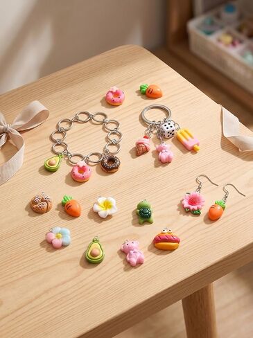 40PCS Assorted Resin Keychain Charms for Jewelry Making Bulk Mixed Cute 3D Bracelet Charms Keychain Charm with Animal Food Fruit Flower Charms for Bracelet Earring Jewelry Making DIY Crafts Supplies in Saudi Arabia