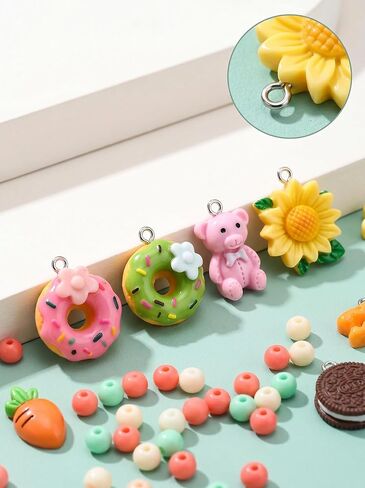 40PCS Assorted Resin Keychain Charms for Jewelry Making Bulk Mixed Cute 3D Bracelet Charms Keychain Charm with Animal Food Fruit Flower Charms for Bracelet Earring Jewelry Making DIY Crafts Supplies in Saudi Arabia