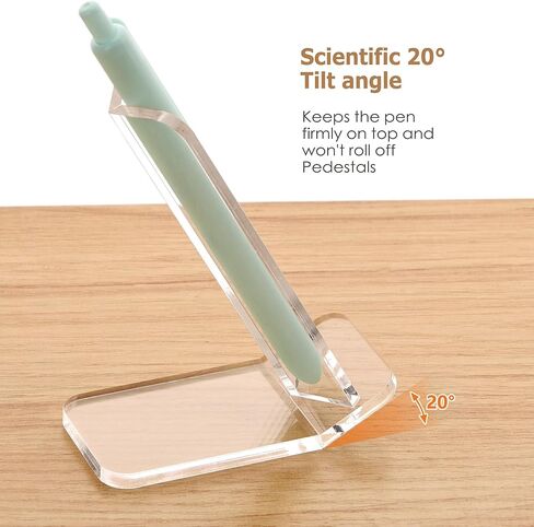 SANRUI Premium Thick Clear Acrylic Pen Display Stand Angled V-Channel Single Pen Stand for Desk, Stable Fountain Pen Holder for Beadable Pens, Collectibles, Office, Craft Shows in Kuwait