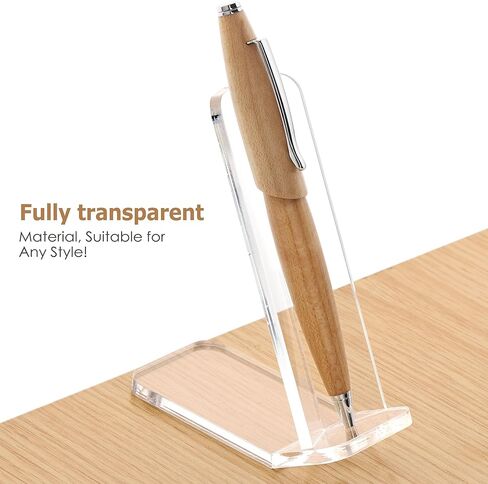 SANRUI Premium Thick Clear Acrylic Pen Display Stand Angled V-Channel Single Pen Stand for Desk, Stable Fountain Pen Holder for Beadable Pens, Collectibles, Office, Craft Shows in Kuwait