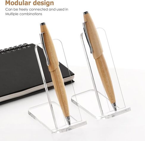 SANRUI Premium Thick Clear Acrylic Pen Display Stand Angled V-Channel Single Pen Stand for Desk, Stable Fountain Pen Holder for Beadable Pens, Collectibles, Office, Craft Shows in Kuwait