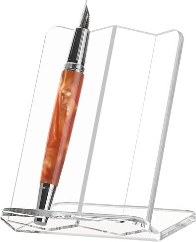 SANRUI Premium Thick Clear Acrylic Pen Display Stand Angled V-Channel Single Pen Stand for Desk, Stable Fountain Pen Holder for Beadable Pens, Collectibles, Office, Craft Shows in Kuwait
