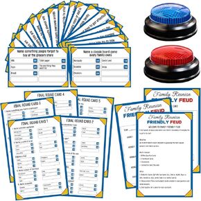 Family Feud Game for Adults and Kids with 2 Buzzers, Fun Trivia Quiz Card Game for Family Game Night, Holiday Gathering, Party & Team Building, Interactive Board Games for Group Activities in Saudi Arabia
