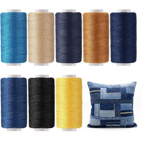 GliCraft 8 Colors Denim Thread Jeans Sewing Thread 137yard 203 Extra Strong Heavy Duty Jeans Threads for Denim, Canvas High Strength Threads for Upholstery in Saudi Arabia