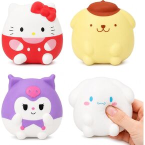 4-Piece Cute Anime Style Slow Rise Squishy Toys | Soft Squeeze Fidget Toys | Kawaii Desk Decor for Anxiety Relief | Adorable Healing Gift to Help You Relax in Saudi Arabia