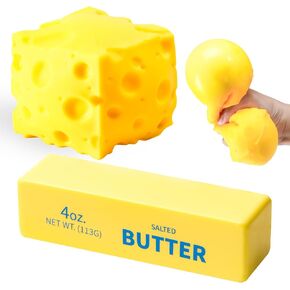 Butter Squishy Toy Big Cheese Squeeze Toys Stress Balls Slow Rising Squishy Fidget Toys Sensory Stress Relief Squishies Novelty Toy Gift Party Favors for Kids and Adults, 2 Pack in Saudi Arabia