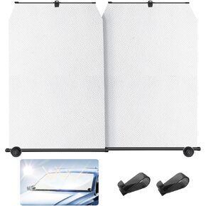 Retractable Windshield Sun Shade - 99% UV & Heat Block, 420D Fabric, Universal Fit for Cars Trucks SUVs (Not for Large Trucks/Contoured Windshields.) in Saudi Arabia