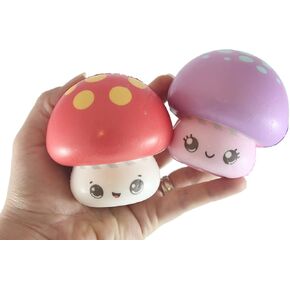 Curious Minds Busy Bags Set of 2 Cute 3" Mushroom Slow Rise Squishy Toys - Memory Foam Party Favors, Prizes, OT (Random Colors) in Kuwait