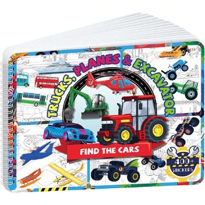 Kalysky Car Sticker Book for Kids Ages 4-8 | Match & Stick Vehicle, 400+ Stickers | Cars, Trucks, Planes & Trains | Travel Activity for Plane, Car & Road Trip in Kuwait