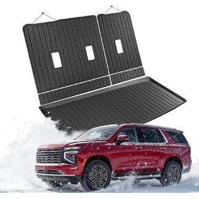 سجادة شحن لسيارة Chevy Tahoe 2021-2026 ولمقاعد GMC Yukon 7/8 2022-2025 2026 (ليست لـ XL)، سجادات أرضية مطاطية لجميع الأحوال الجوية لملحقات Tahoe، بطانة داخلية لصندوق السيارة مع مسند ظهر للصف الثالث لسيارة Yukon in Kuwait