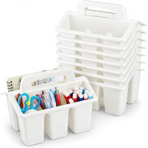 8 Pack Classroom Caddy Storage Basket with Handle 4 Compartment Storage Caddy Plastic Arts Crafts Caddies Protable Classroom Craft Caddies for Kids Schools Art Craft Supplies(Black) in Saudi Arabia