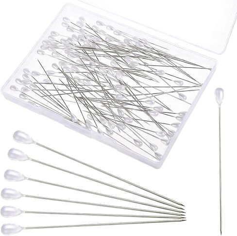100 Pcs Straight Pins Sewing Pearl Head Decorative Pin Corsage Pins Teardrop Long Pearl Pin for Bouquets Fabric Craft Clothes Wedding Jewelry Making Sewing Flower Decoration,75mm/3inch in Kuwait