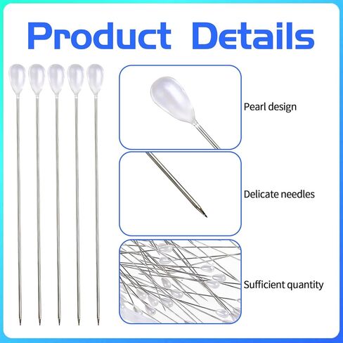 100 Pcs Straight Pins Sewing Pearl Head Decorative Pin Corsage Pins Teardrop Long Pearl Pin for Bouquets Fabric Craft Clothes Wedding Jewelry Making Sewing Flower Decoration,75mm/3inch in Kuwait