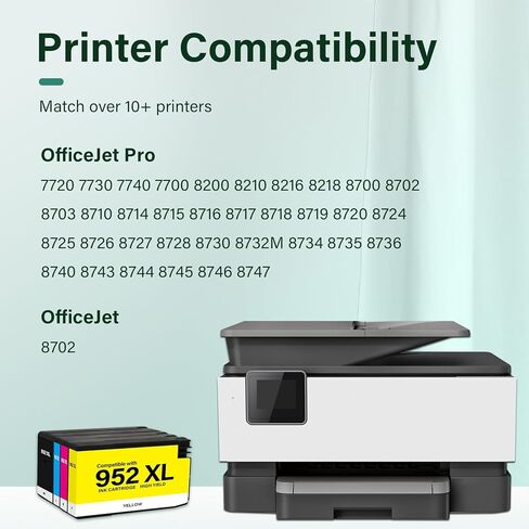 مجموعة خراطيش الحبر 952XL 952 8710 لطابعات HP خراطيش حبر 952 XL لطابعة HP OfficeJet Pro 8710 7740 8720 8715 8210 8725 8730 8702 8732M 8736 8743 (أسود سماوي أرجواني أصفر، 4PK) in Kuwait