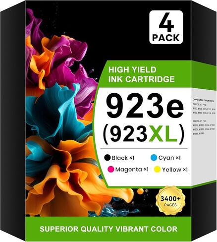 923e Ink Cartridges 4 Pack High Yield (3400+ Pages) Compatible with OfficeJet Pro 8120 8130 Series for HP 923 923e 923XL Ink Work for OfficeJet Pro 8125e 8120e 8120 8135e 8130e 8139e 8130 Printer in Saudi Arabia