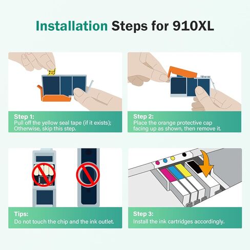 خراطيش حبر 910XL 910 8020 بديلة لحزمة التحرير والسرد باللون الأسود واللون لطابعة HP 910XL/910 Multipack لطابعات OfficeJet Pro 8020 8010 8035 8025 8015 8022 8028 8018 8030 in Kuwait