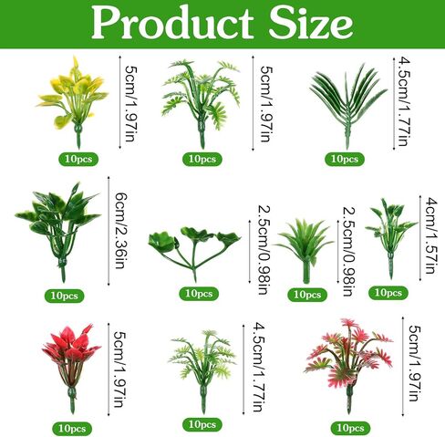 100pcs Mini Model Trees Miniature Plants Set, Mini Fake Plants, Trees, Flowers, Shrubs for Fairy Garden, Diorama, Train Scenery, Sand Architecture Model Craft Supply in Kuwait