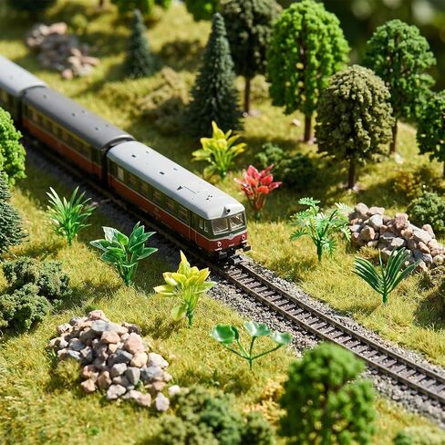 100pcs Mini Model Trees Miniature Plants Set, Mini Fake Plants, Trees, Flowers, Shrubs for Fairy Garden, Diorama, Train Scenery, Sand Architecture Model Craft Supply in Kuwait