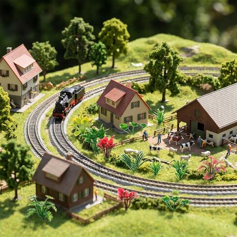 100pcs Mini Model Trees Miniature Plants Set, Mini Fake Plants, Trees, Flowers, Shrubs for Fairy Garden, Diorama, Train Scenery, Sand Architecture Model Craft Supply in Kuwait