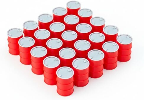 HO Scale Industrial Oil Drums (25 Pack) – 1:87 Model Railroad Scenery (Red/Gray) in Saudi Arabia