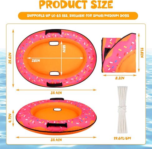 Dog Pool Float for Small Medium Dogs - 35.4" x 25.6" Donut Dog Water Pool Floats with Safety Rope, Inflatable Hot Puppy Floaties for Lake, Pet Pools Raft Boat for Doggie Swimming Floaty Essentials in Saudi Arabia