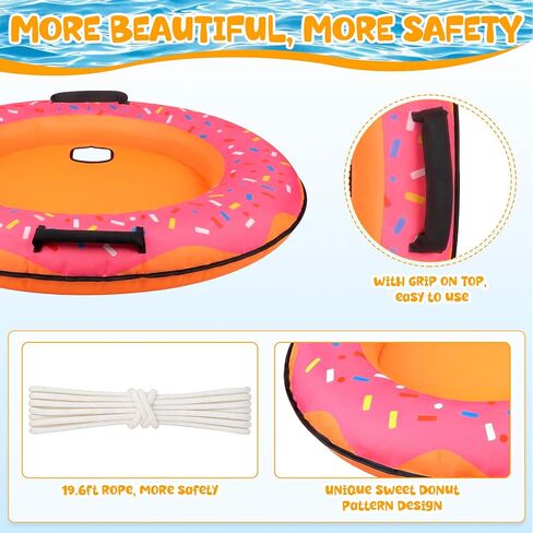 Dog Pool Float for Small Medium Dogs - 35.4" x 25.6" Donut Dog Water Pool Floats with Safety Rope, Inflatable Hot Puppy Floaties for Lake, Pet Pools Raft Boat for Doggie Swimming Floaty Essentials in Saudi Arabia