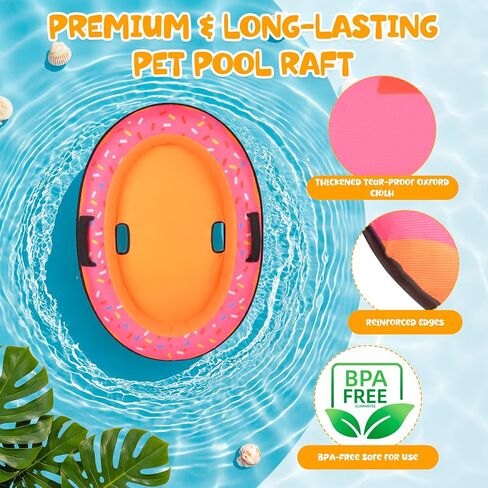 Dog Pool Float for Small Medium Dogs - 35.4" x 25.6" Donut Dog Water Pool Floats with Safety Rope, Inflatable Hot Puppy Floaties for Lake, Pet Pools Raft Boat for Doggie Swimming Floaty Essentials in Saudi Arabia