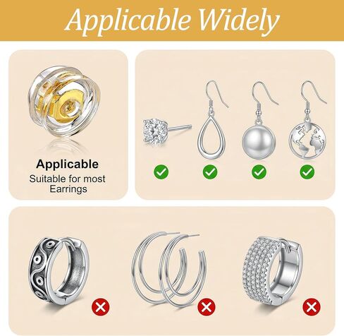 20 Pair 18k Gold Silicone Earring Backs for Studs/Droopy Ears Locking Secure Ear Ring Backs Replacement Clear Comfortable Soft Hypoallergenice Earring Backings for Adults Kids in Saudi Arabia