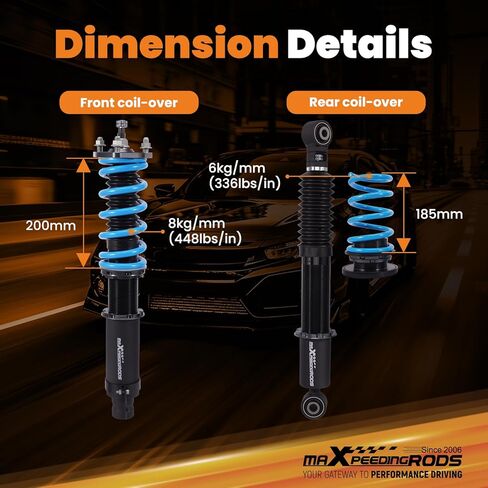 maXpeedingrods Coilover for Mazda 6 GH1/GH2 2009-2013, 24 Levels Damper Adjustable Coilovers Suspension Kit, Height Adjustable Shock Absorber Struts, T6 Upgraded Lowering Kits Blue in Kuwait