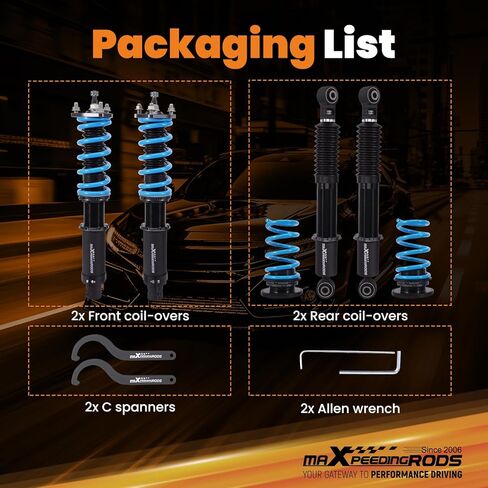 maXpeedingrods Coilover for Mazda 6 GH1/GH2 2009-2013, 24 Levels Damper Adjustable Coilovers Suspension Kit, Height Adjustable Shock Absorber Struts, T6 Upgraded Lowering Kits Blue in Kuwait