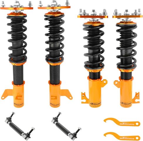 maxpeedingrods Coilovers لسيارة Mazda 323 1999-2003، لسيارة Mazda Protege 5 1999-2003، طقم تعليق كويلوفيرز قابل للتعديل للارتفاع، دعامات ممتصة للصدمات مسبقة الإعداد، مجموعات خفض بمقدار 1-3 بوصة ذهبي in Kuwait