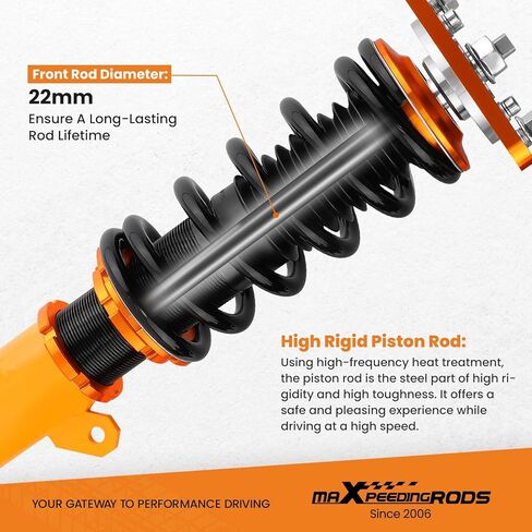 maxpeedingrods Coilovers لسيارة Mazda 323 1999-2003، لسيارة Mazda Protege 5 1999-2003، طقم تعليق كويلوفيرز قابل للتعديل للارتفاع، دعامات ممتصة للصدمات مسبقة الإعداد، مجموعات خفض بمقدار 1-3 بوصة ذهبي in Kuwait