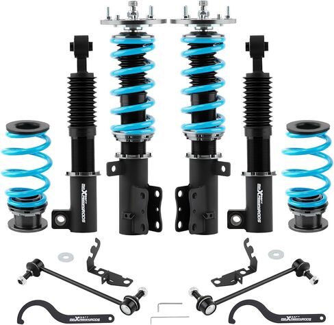 maxpeedingrods Coilover لسيارة شيفروليه كوبالت 2005-2010، مجموعة تعليق كويلوفر قابلة للتعديل بـ 24 مستوى، دعامات امتصاص الصدمات قابلة للتعديل للارتفاع، مجموعات خفض مطورة T6 باللون الأزرق in Kuwait