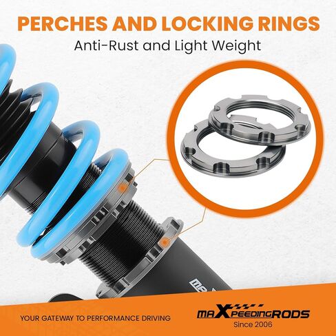 maxpeedingrods Coilover لسيارة شيفروليه كوبالت 2005-2010، مجموعة تعليق كويلوفر قابلة للتعديل بـ 24 مستوى، دعامات امتصاص الصدمات قابلة للتعديل للارتفاع، مجموعات خفض مطورة T6 باللون الأزرق in Kuwait