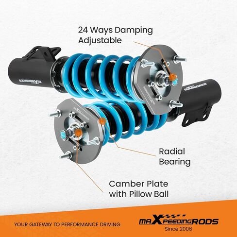maxpeedingrods Coilover لسيارة شيفروليه كوبالت 2005-2010، مجموعة تعليق كويلوفر قابلة للتعديل بـ 24 مستوى، دعامات امتصاص الصدمات قابلة للتعديل للارتفاع، مجموعات خفض مطورة T6 باللون الأزرق in Kuwait