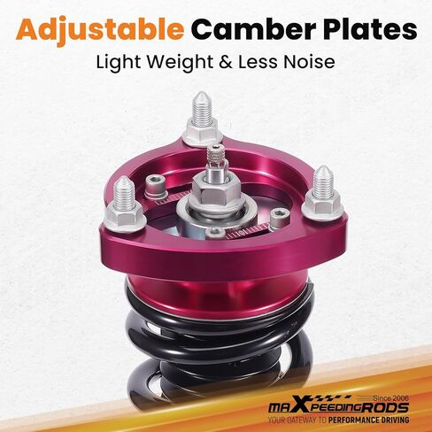 maxpeedingrods قطعتان من اللفائف الأمامية لسيارة Honda Civic 2006-2011، لسيارة Acura CSX 2006-2011، مجموعة تعليق كويلوفر التخميد 24 مستوى، طقم خفض الارتفاع قابل للتعديل، أحمر in Kuwait