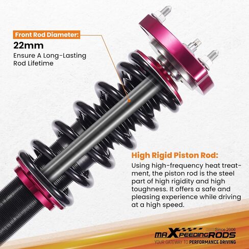 maxpeedingrods قطعتان من اللفائف الأمامية لسيارة Honda Civic 2006-2011، لسيارة Acura CSX 2006-2011، مجموعة تعليق كويلوفر التخميد 24 مستوى، طقم خفض الارتفاع قابل للتعديل، أحمر in Kuwait