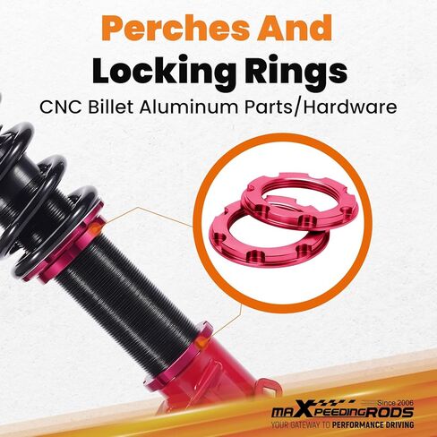 maxpeedingrods قطعتان من اللفائف الأمامية لسيارة Honda Civic 2006-2011، لسيارة Acura CSX 2006-2011، مجموعة تعليق كويلوفر التخميد 24 مستوى، طقم خفض الارتفاع قابل للتعديل، أحمر in Kuwait