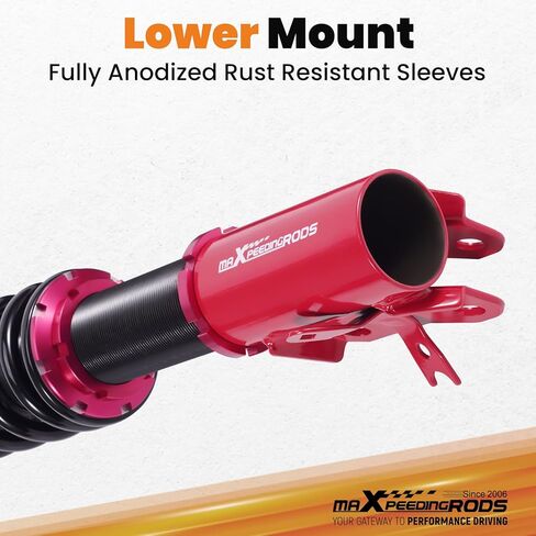 maxpeedingrods قطعتان من اللفائف الأمامية لسيارة Honda Civic 2006-2011، لسيارة Acura CSX 2006-2011، مجموعة تعليق كويلوفر التخميد 24 مستوى، طقم خفض الارتفاع قابل للتعديل، أحمر in Kuwait