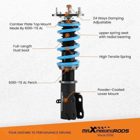 maXpeedingrods Coilovers for Chrysler Neon 2000-2002, for Dodge Neon 2000-2005, 24 Levels Damper Coilovers Suspension Kit Strut, Height Adjustable Shock Absorber, T6 Upgarded Lowering Kits Blue in Kuwait