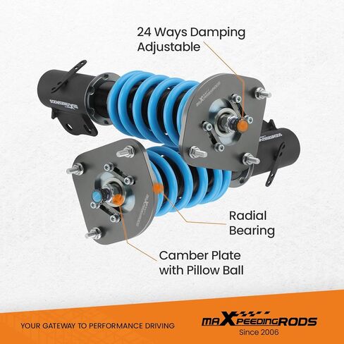 maXpeedingrods Coilovers for Chrysler Neon 2000-2002, for Dodge Neon 2000-2005, 24 Levels Damper Coilovers Suspension Kit Strut, Height Adjustable Shock Absorber, T6 Upgarded Lowering Kits Blue in Kuwait