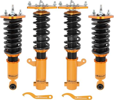 maxpeedingrods Coilover لـ Mitsubishi Eclipse 2006-2012، لـ Mitsubishi Galant 2004-2012، طقم تعليق كويلوفيرز قابل للتعديل بـ 24 مستوى، طقم خفض الارتفاع قابل للتعديل باللون الذهبي in Kuwait
