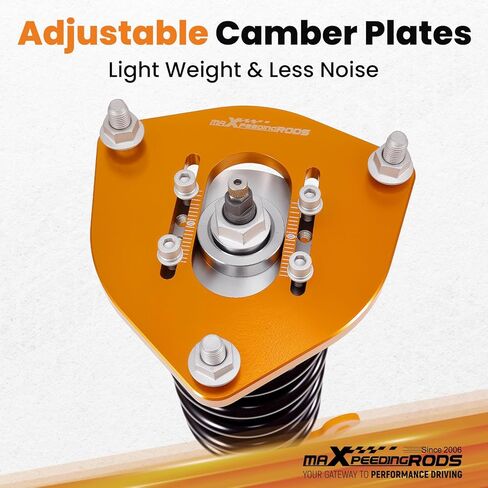 maxpeedingrods Coilover لـ Mitsubishi Eclipse 2006-2012، لـ Mitsubishi Galant 2004-2012، طقم تعليق كويلوفيرز قابل للتعديل بـ 24 مستوى، طقم خفض الارتفاع قابل للتعديل باللون الذهبي in Kuwait