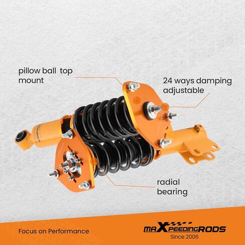 maxpeedingrods Coilover لـ Mitsubishi Eclipse 2006-2012، لـ Mitsubishi Galant 2004-2012، طقم تعليق كويلوفيرز قابل للتعديل بـ 24 مستوى، طقم خفض الارتفاع قابل للتعديل باللون الذهبي in Kuwait